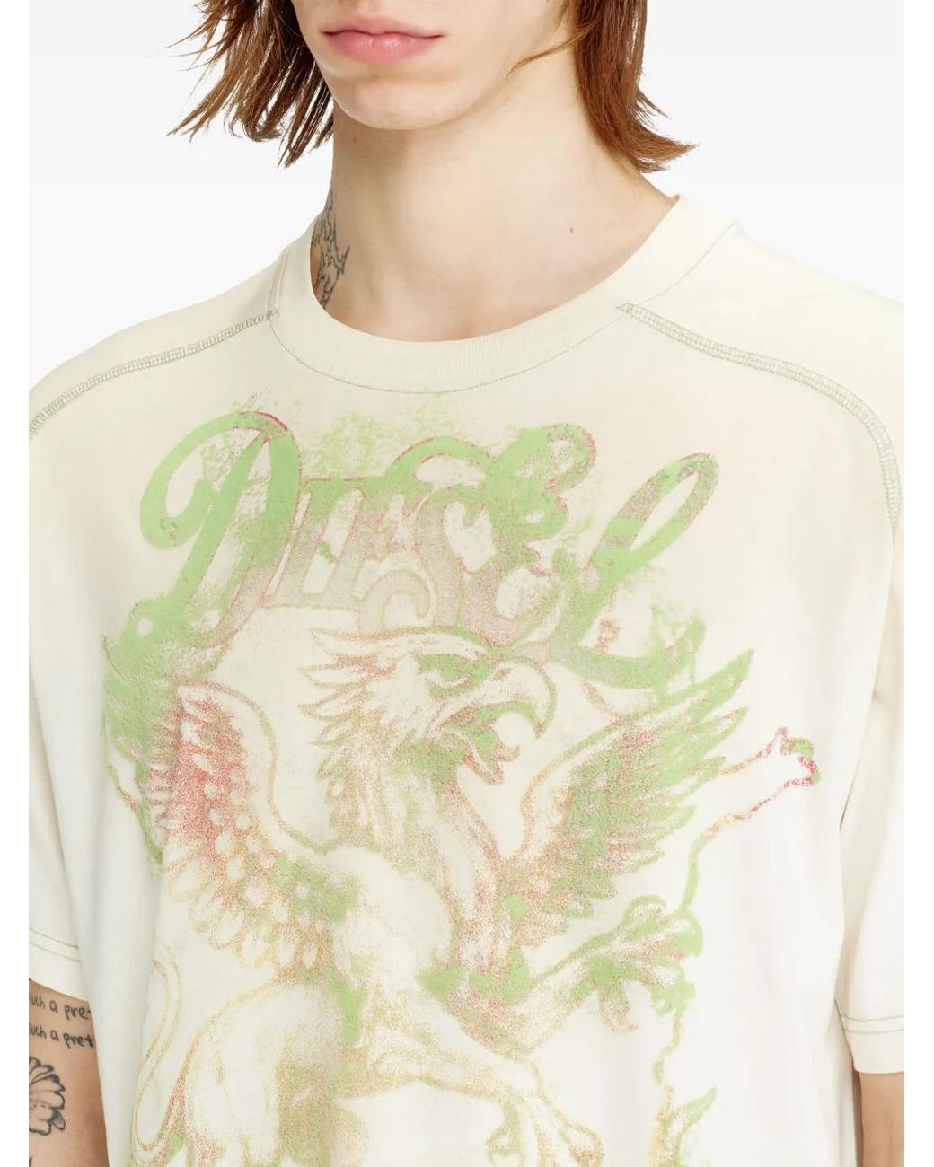DIESEL White T-Griffo Printed Short-Sleeve T-Shirt for men