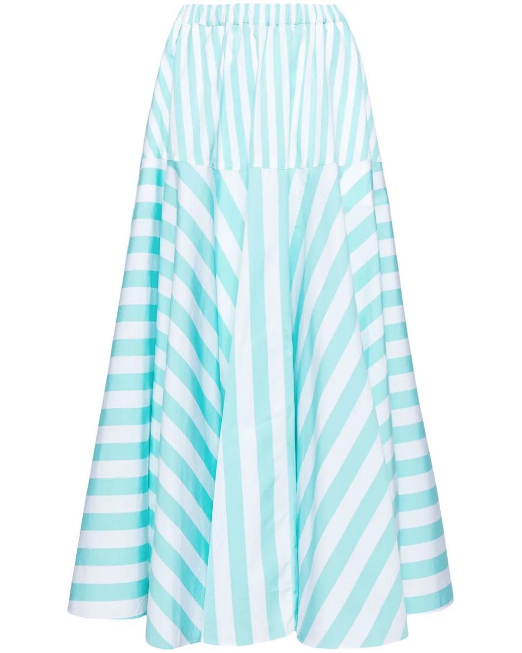 Patou Blue Striped Cotton Maxi Skirt