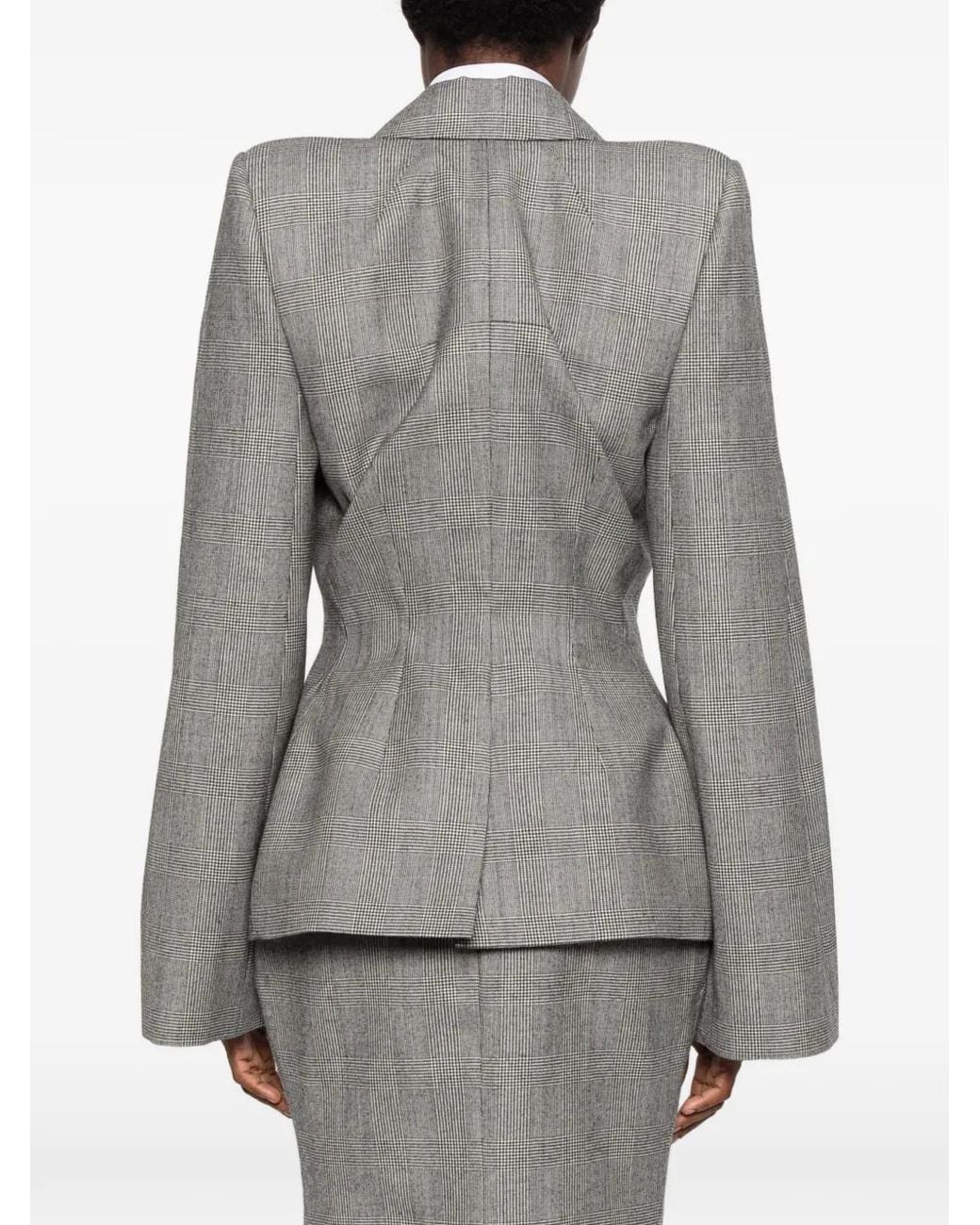 MATIERES FECALES Gray Prince Of Wales-Check Wool Jacket
