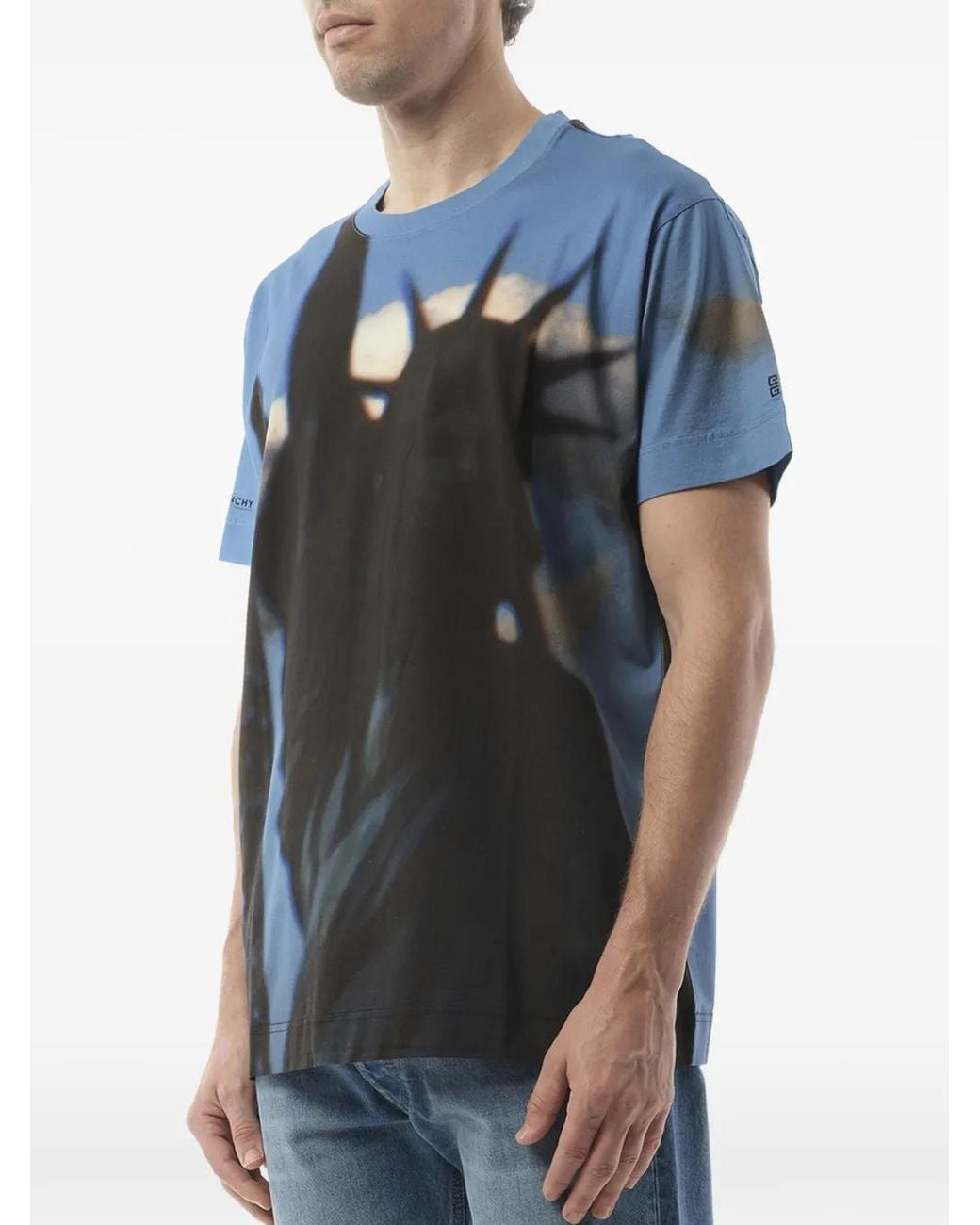 Givenchy Blue Paris Ny All Over Graphic-Print Oversized T-Shirt for men