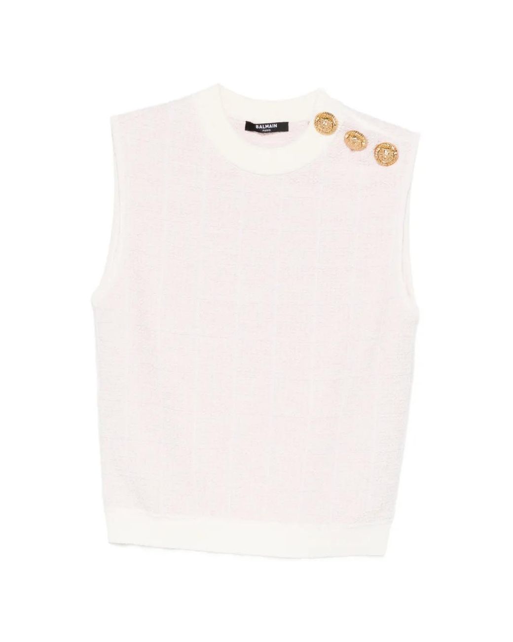 Top Corto De Tweed Con Botones Balmain de color Pink
