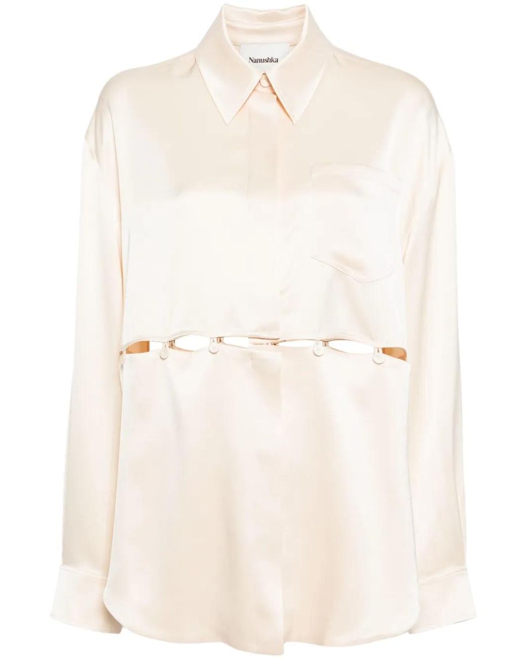 Nanushka Natural Maxon Satin Blouse