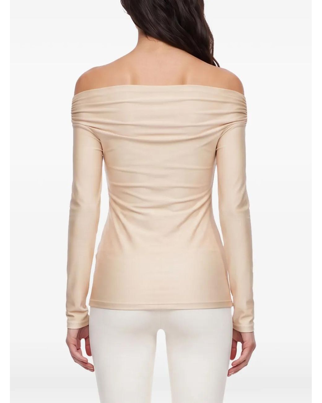 ANDAMANE White Off-Shoulder Ruched-Detail Top