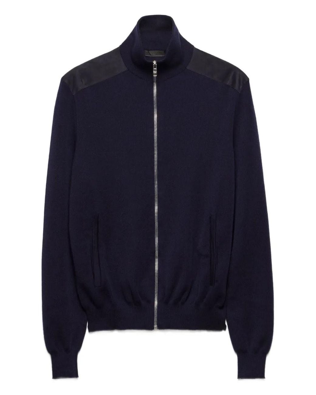 Prada Blue Cashmere Zipper Cardigan for men