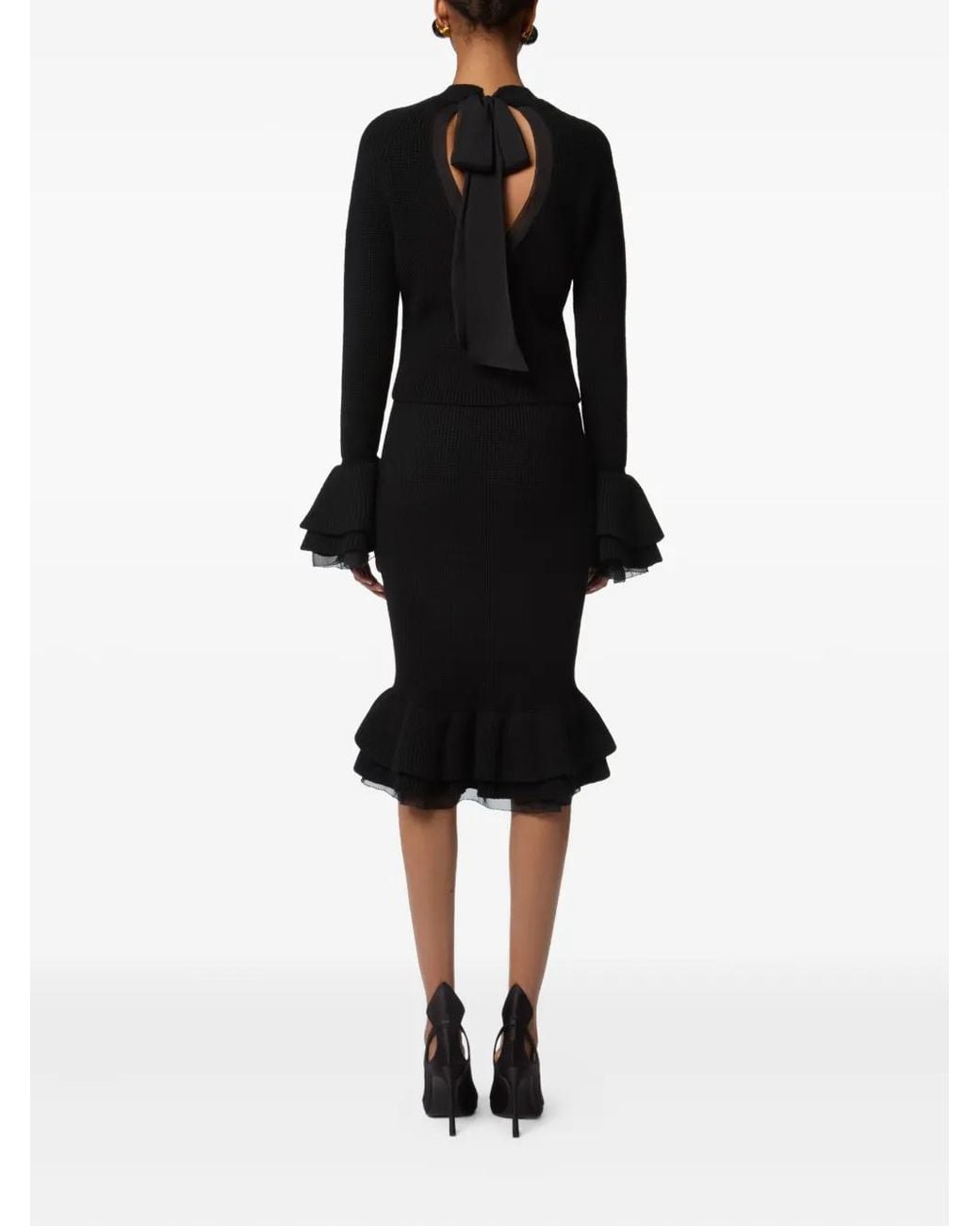 Nina Ricci Black Ruffled Knit Skirt