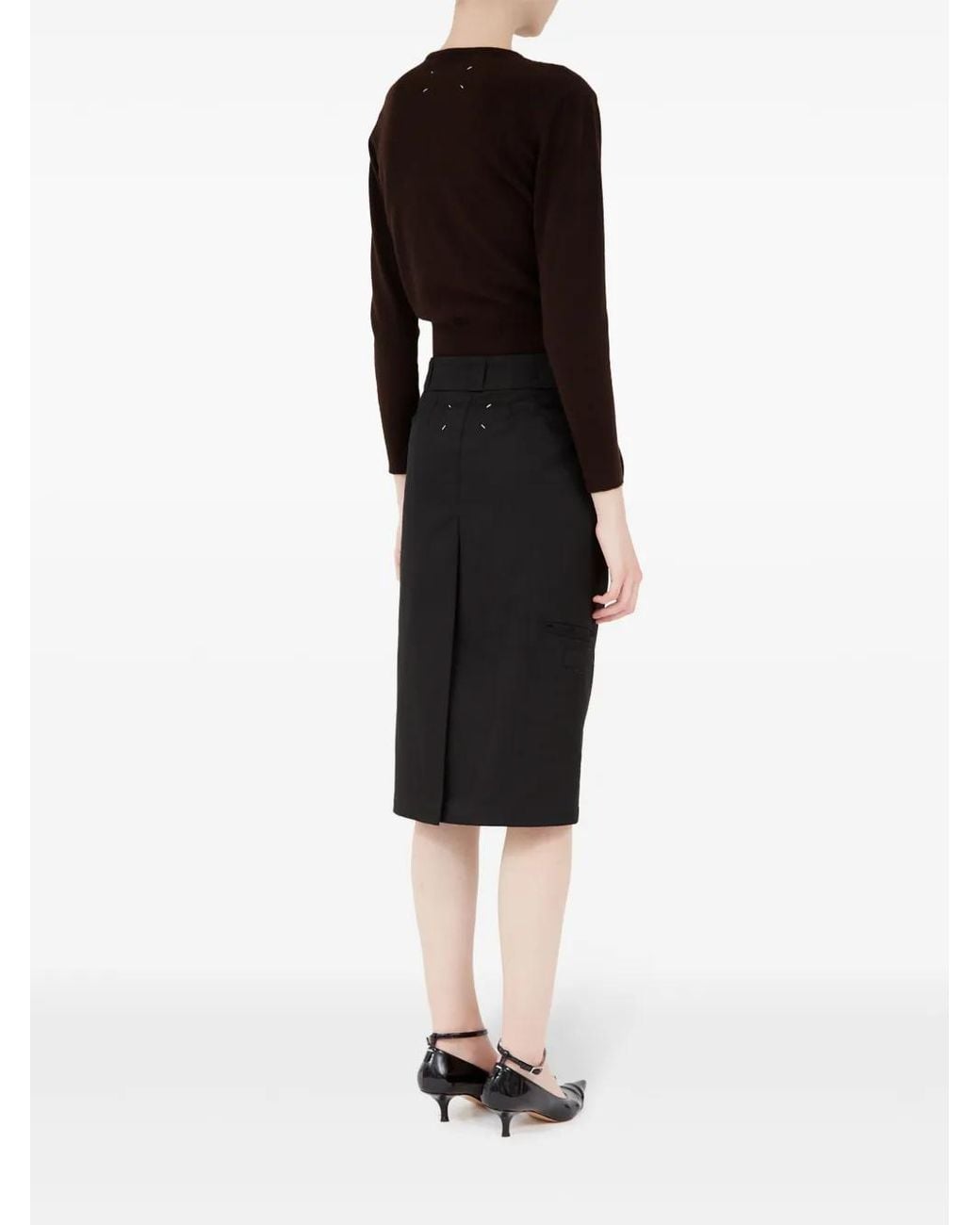 Maison Margiela Black High-Rise Midi Skirt