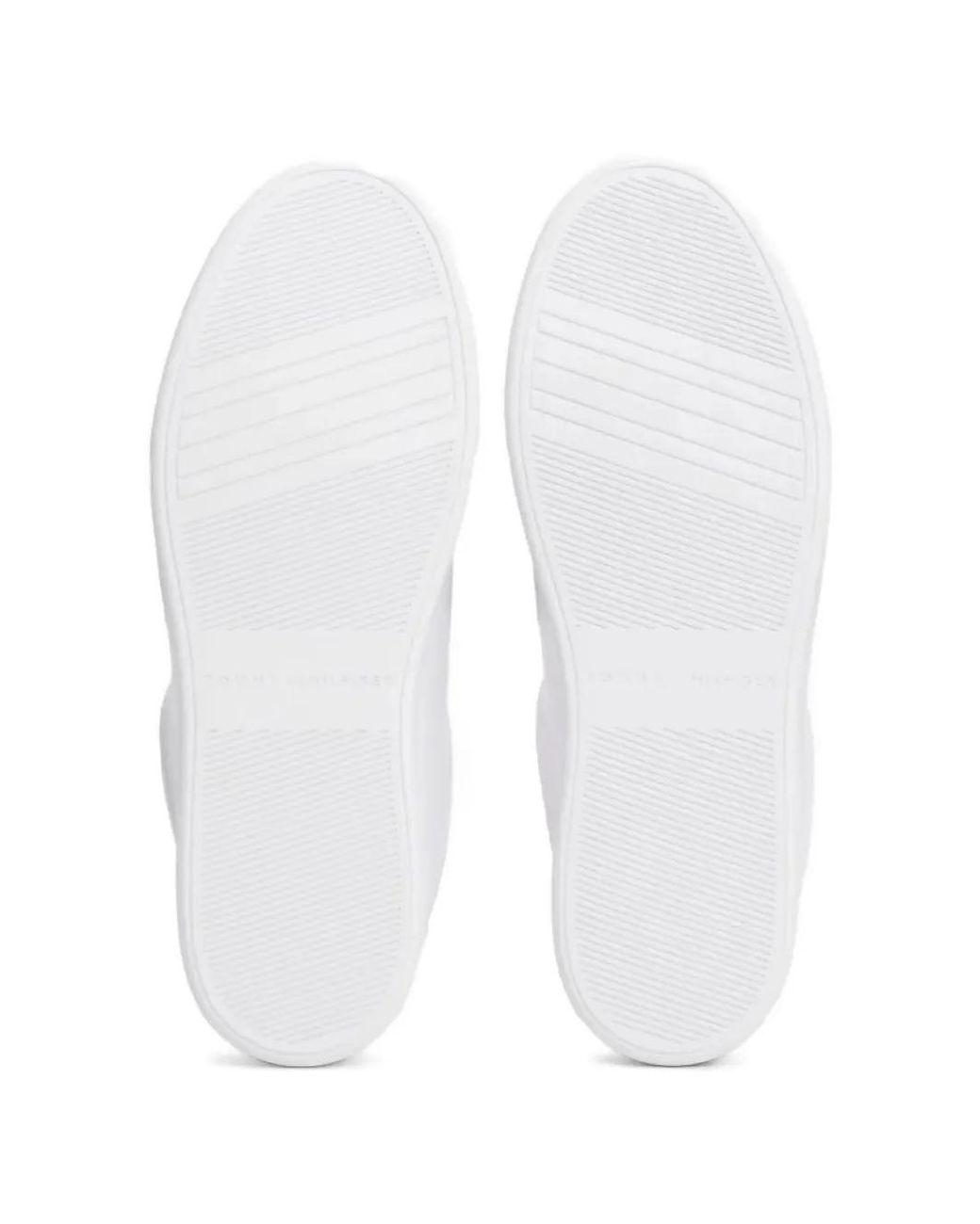 Tommy Hilfiger White Stripe-Detail Leather Sneakers