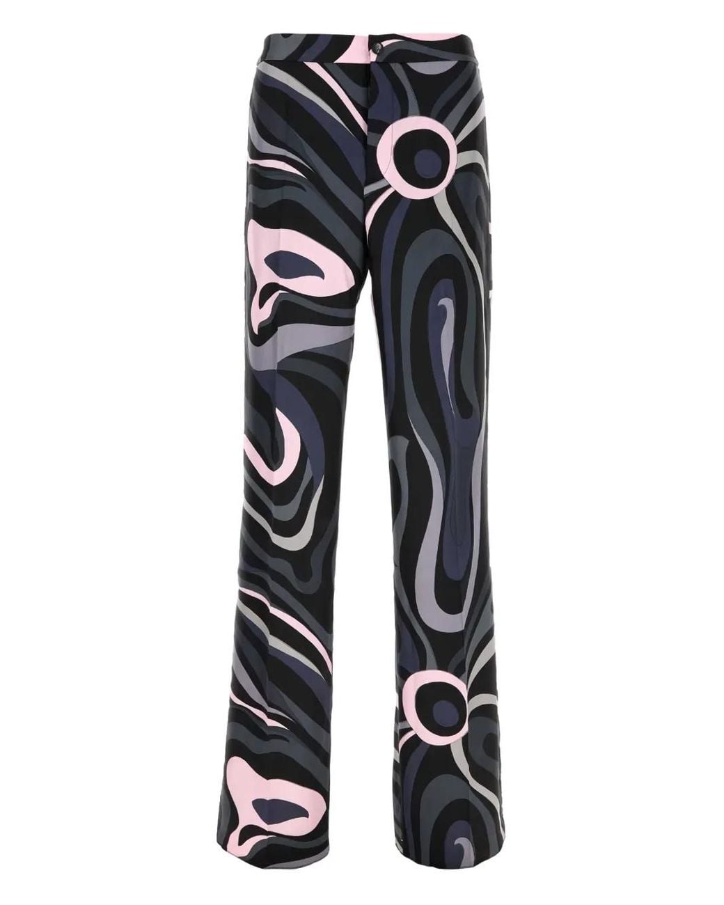 Emilio Pucci Black Marmo Print Silk Trousers for men