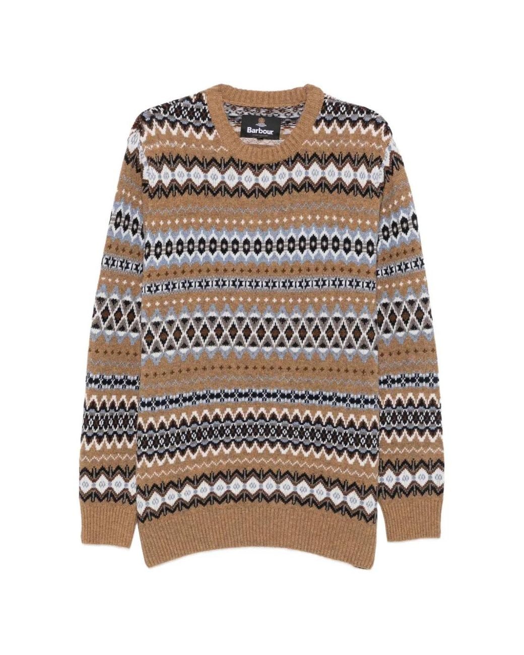 Barbour Brown Fair-Isle Sweater for men