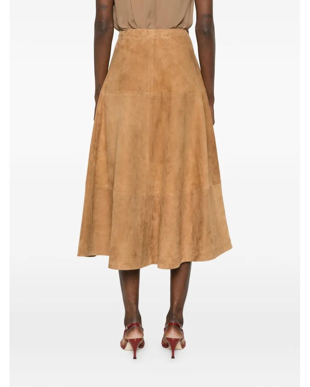 Nour Hammour Natural Opera Panelled Midi Skirt