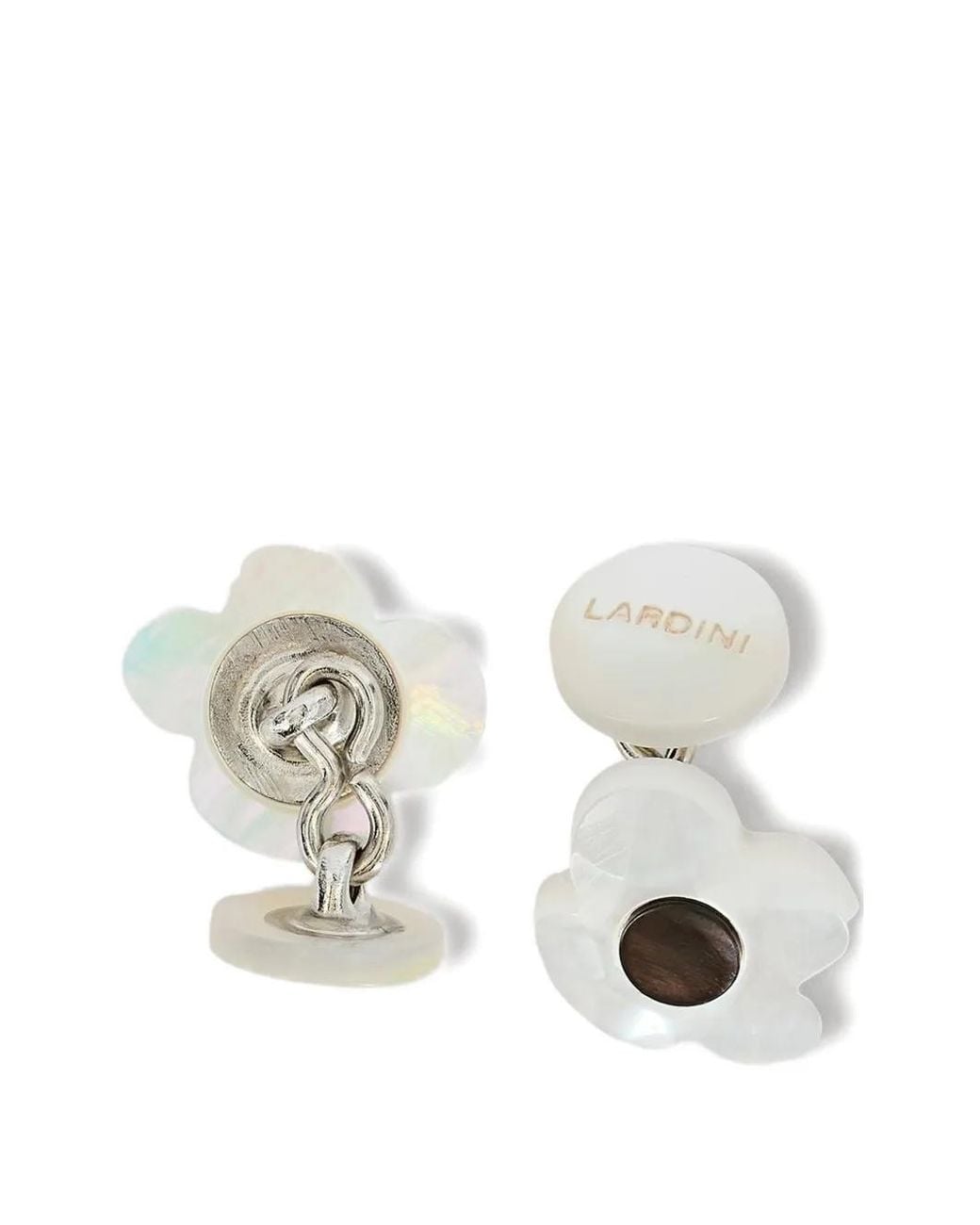 Lardini White Flower-Shaped Mother-Of-Pearl Cufflinks for men
