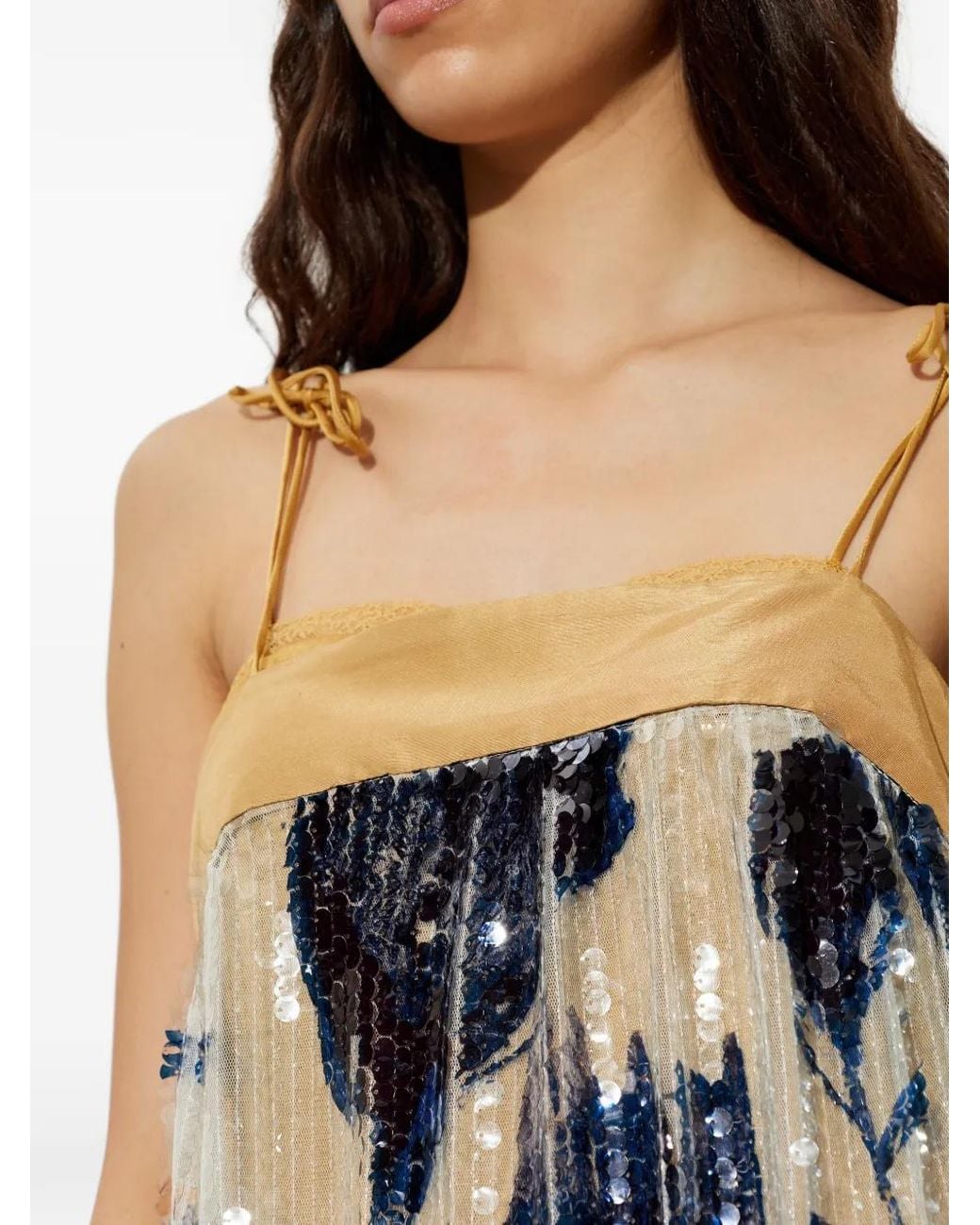 Munthe White Nara Sequin-Embellished Floral-Print Midi Dress