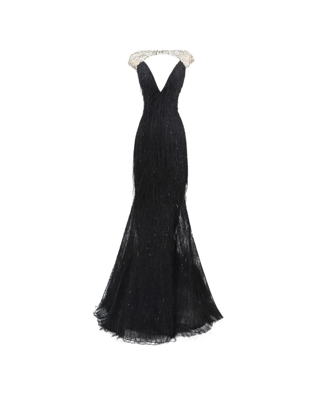 Gemy Maalouf Black Beaded Maxi Dress