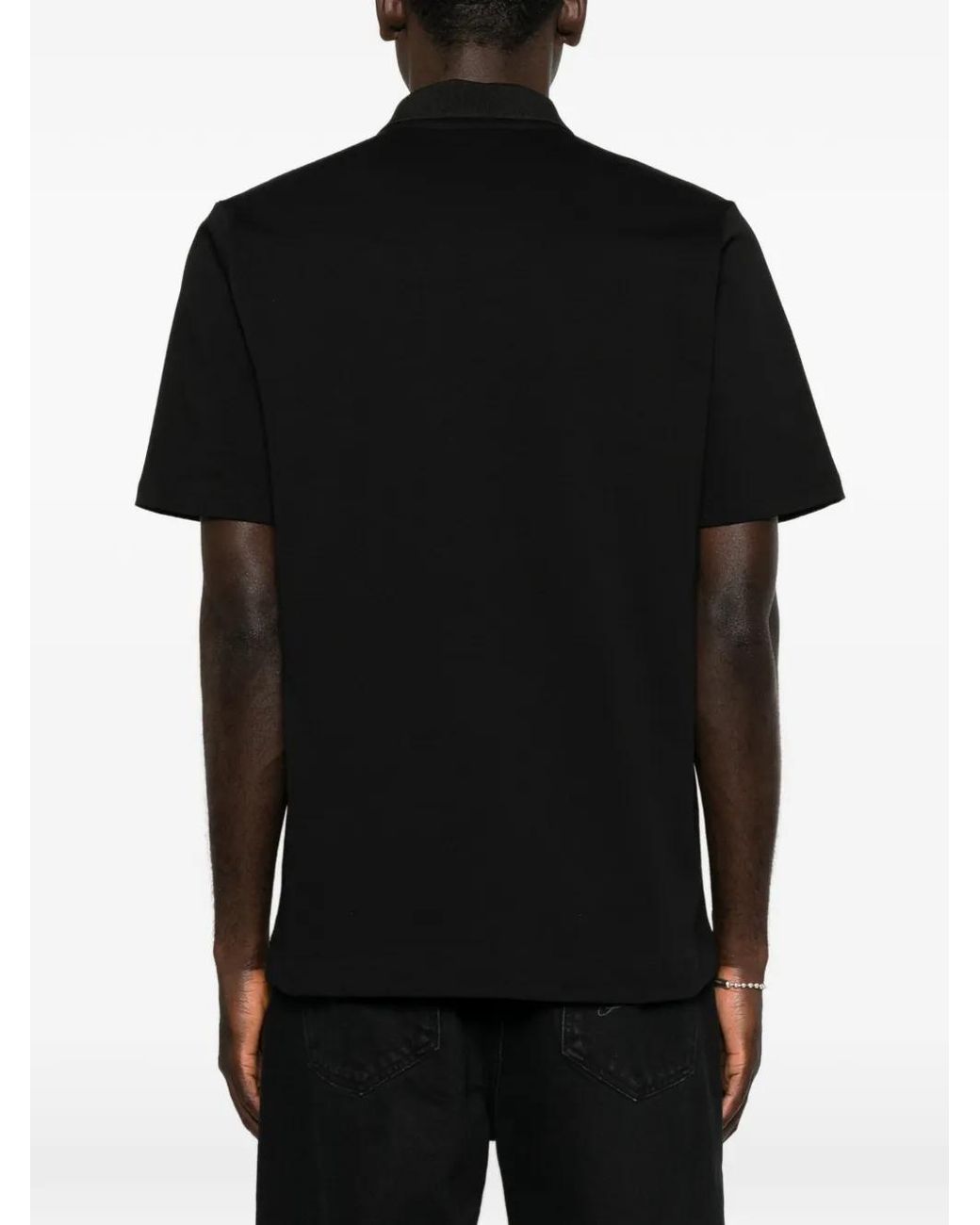 Rhun Black Logo-Embroidered Polo Shirt for men