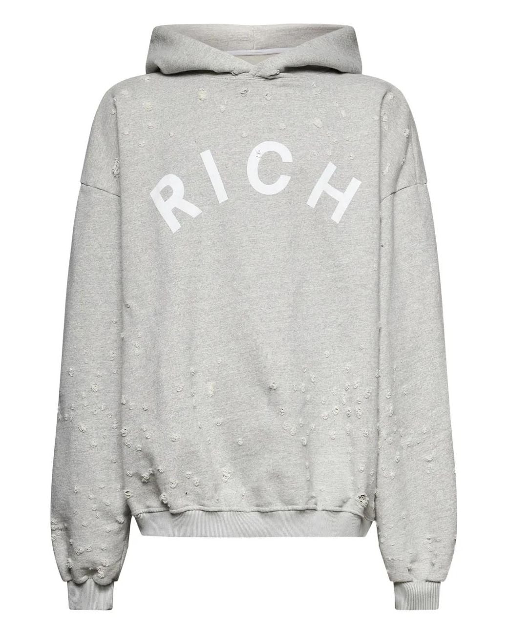 John Richmond Gray Distressed Logo Hoodie for men