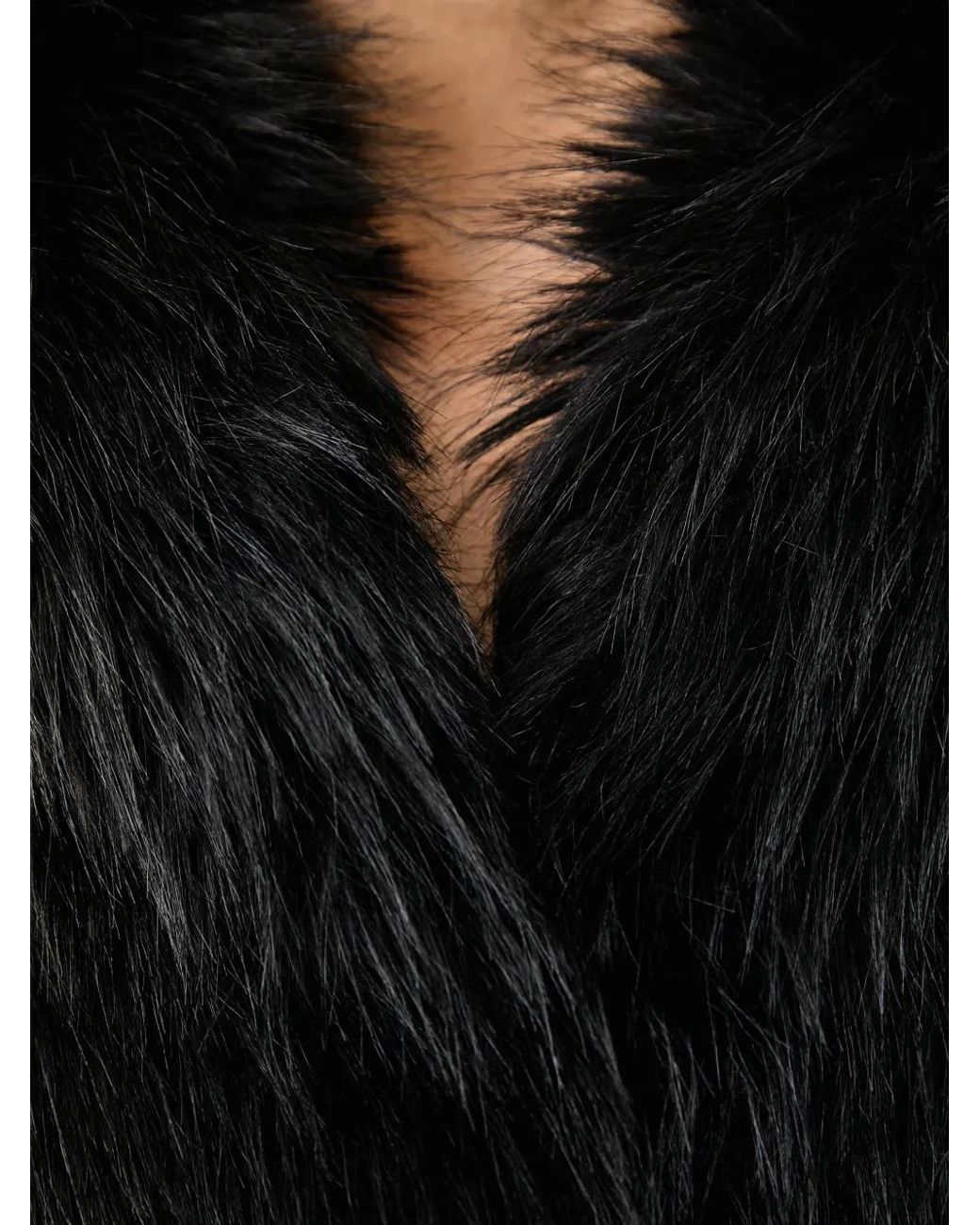Patrizia Pepe Black Faux-Fur Jacket