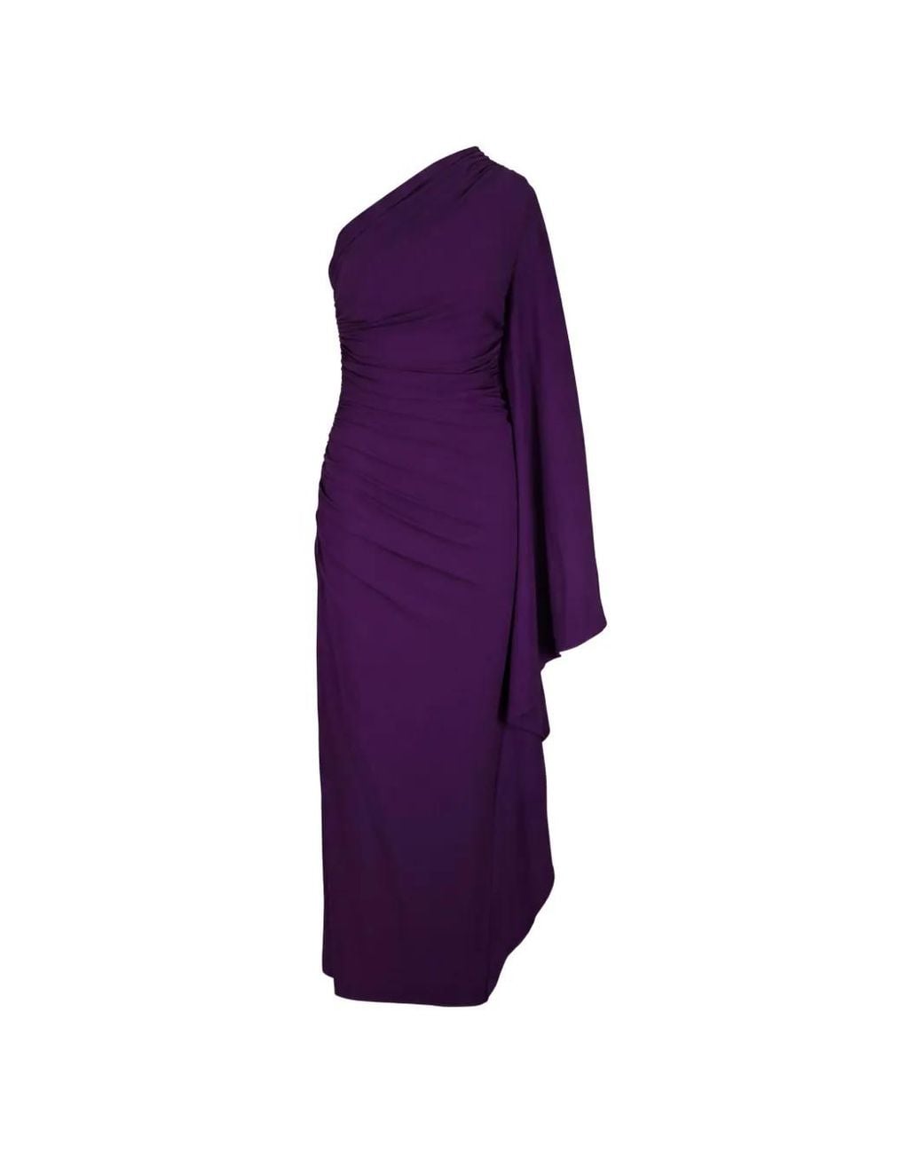 Michael Kors Purple Draped Matte Jersey One-Shoulder Gown