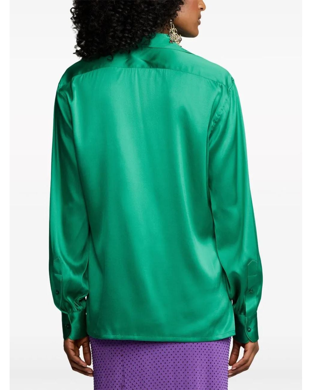 Ralph Lauren Green Roslin Stretch-Silk Shirt