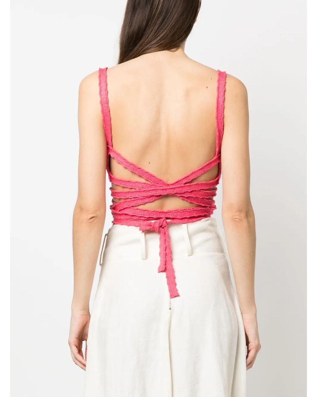 Alanui Red Palm Springs Knitted Top