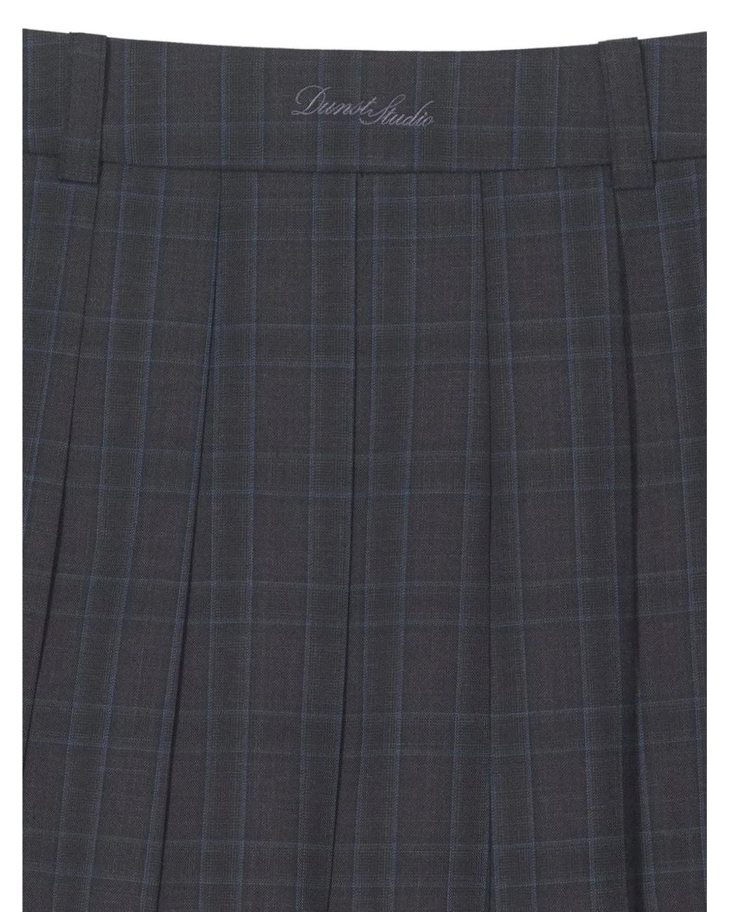 DUNST Gray Pleated Checked Mini Skirt