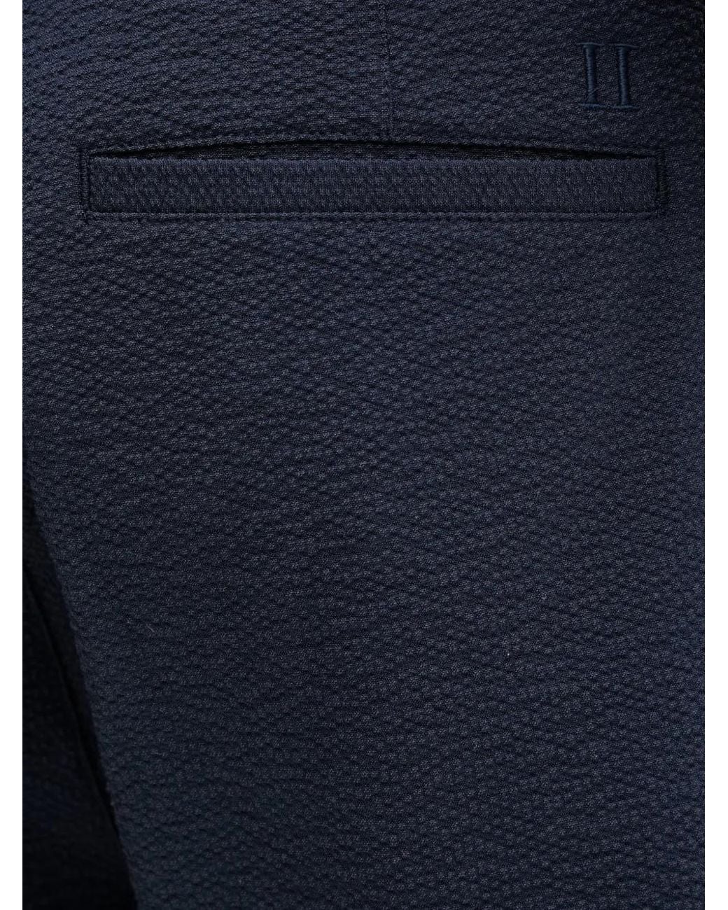 Les Deux Blue Seersucker-Textured Logo-Embroidered Shorts for men