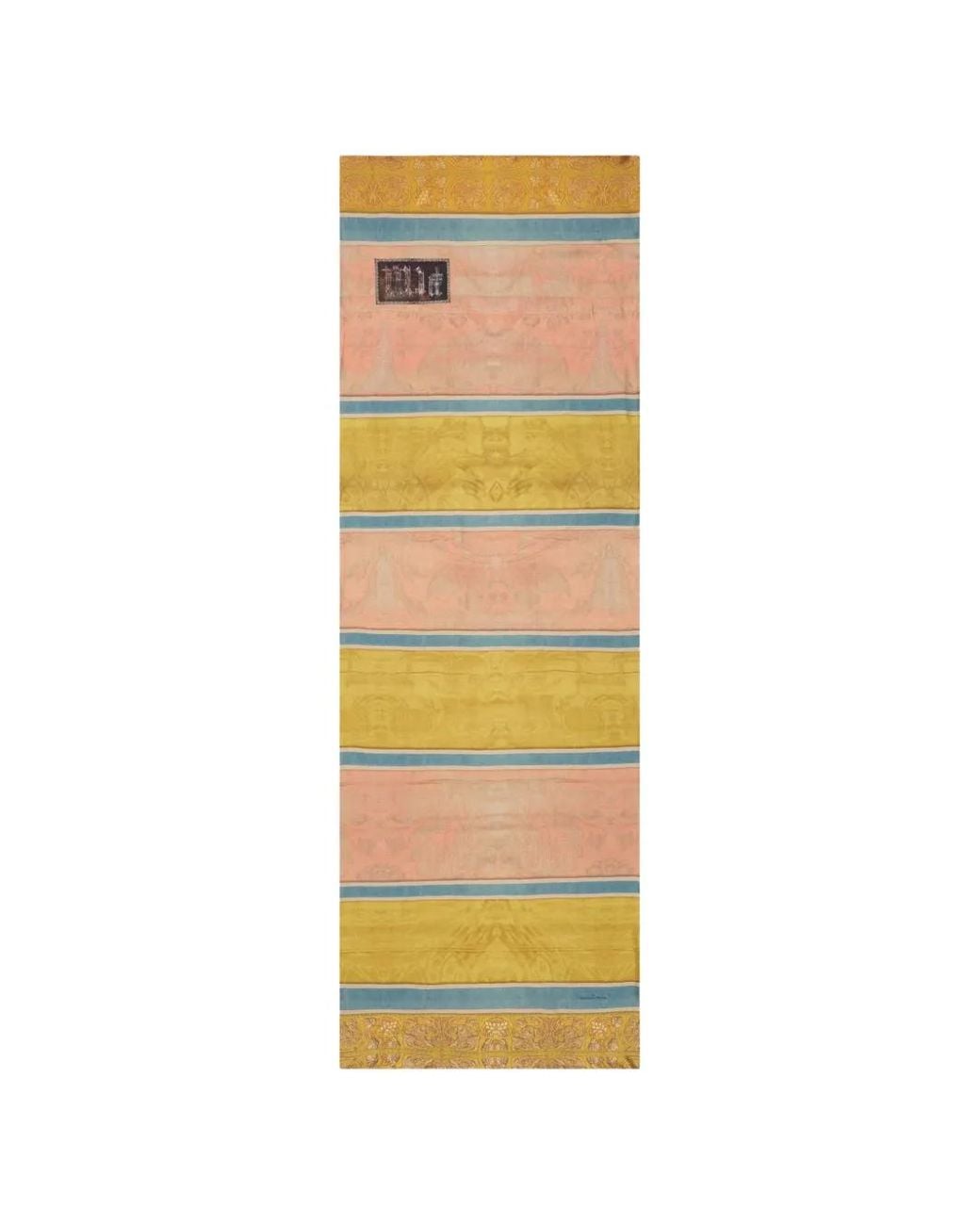 Pierre Louis Mascia Yellow Aloewon Striped Patterned Scarf