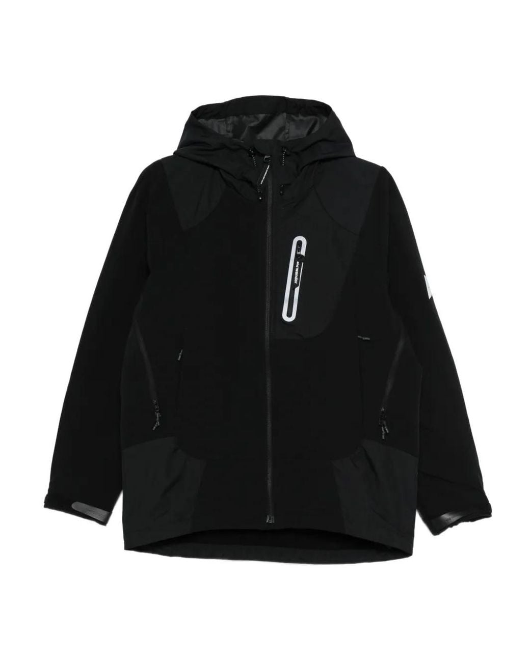And Wander Black Hooded Zip Coat for men