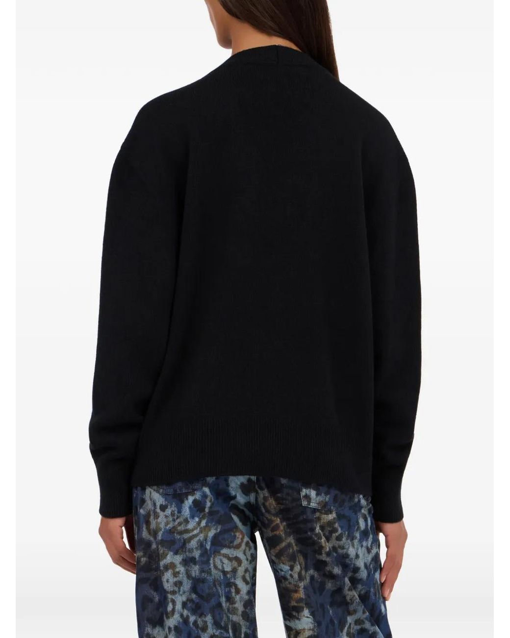 Roberto Cavalli Black Floral-Applique Cardigan
