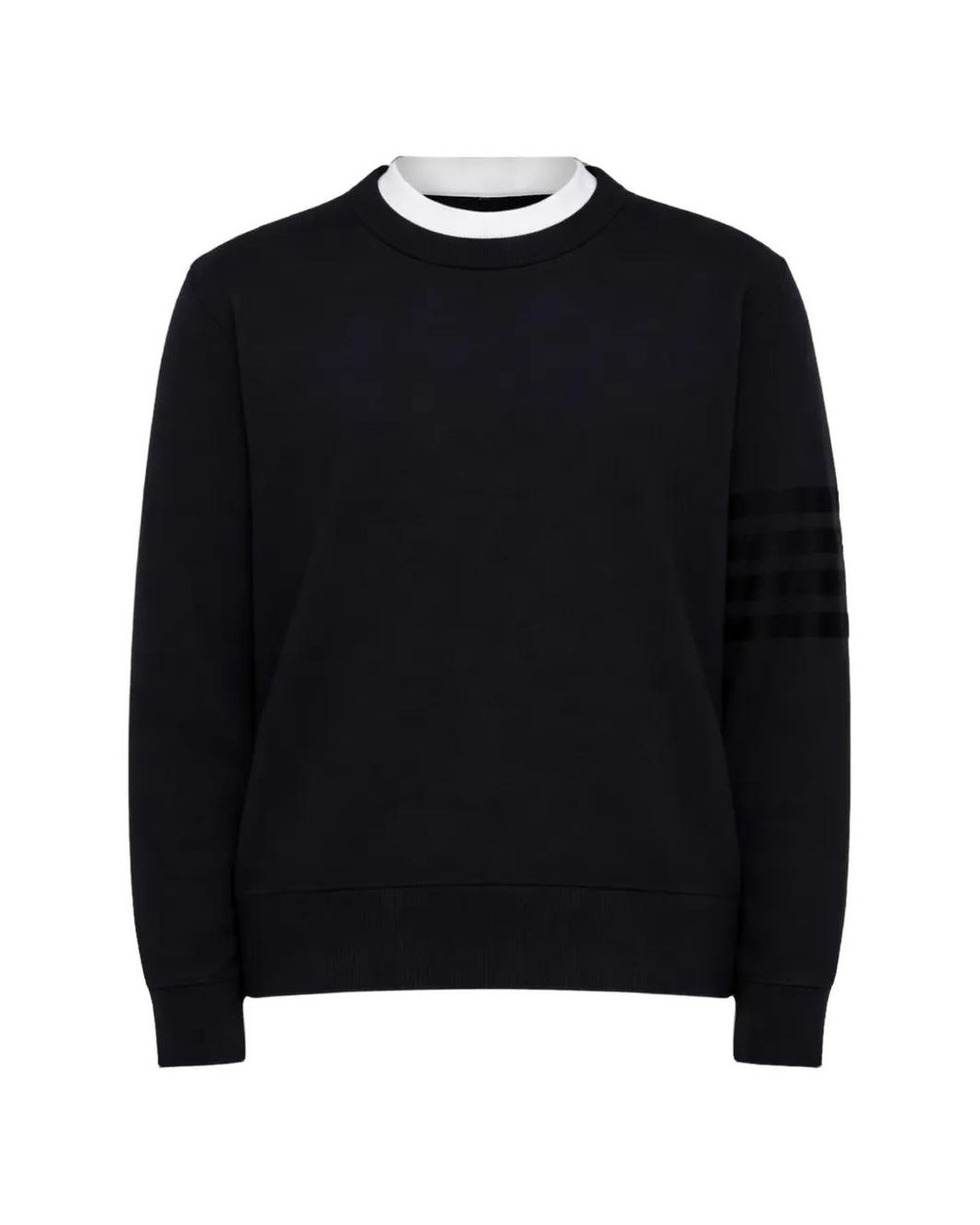 Thom Browne Black Pull Rayé À Col Rond for men
