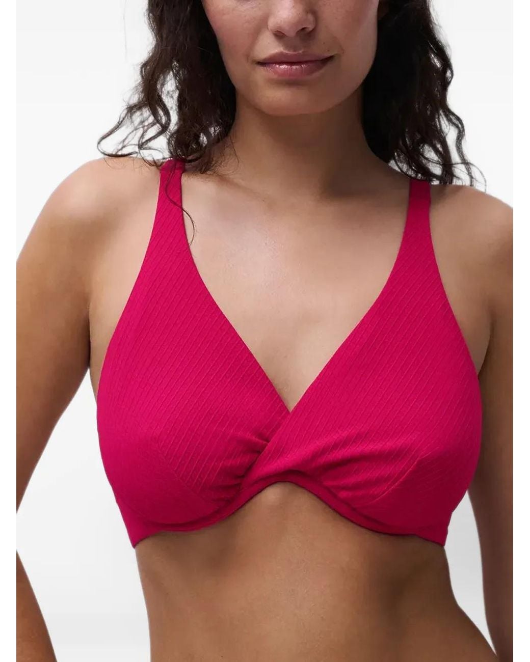 Chantelle Red Femilet Navarino Ribbed-Knit Crossover Bikini Top