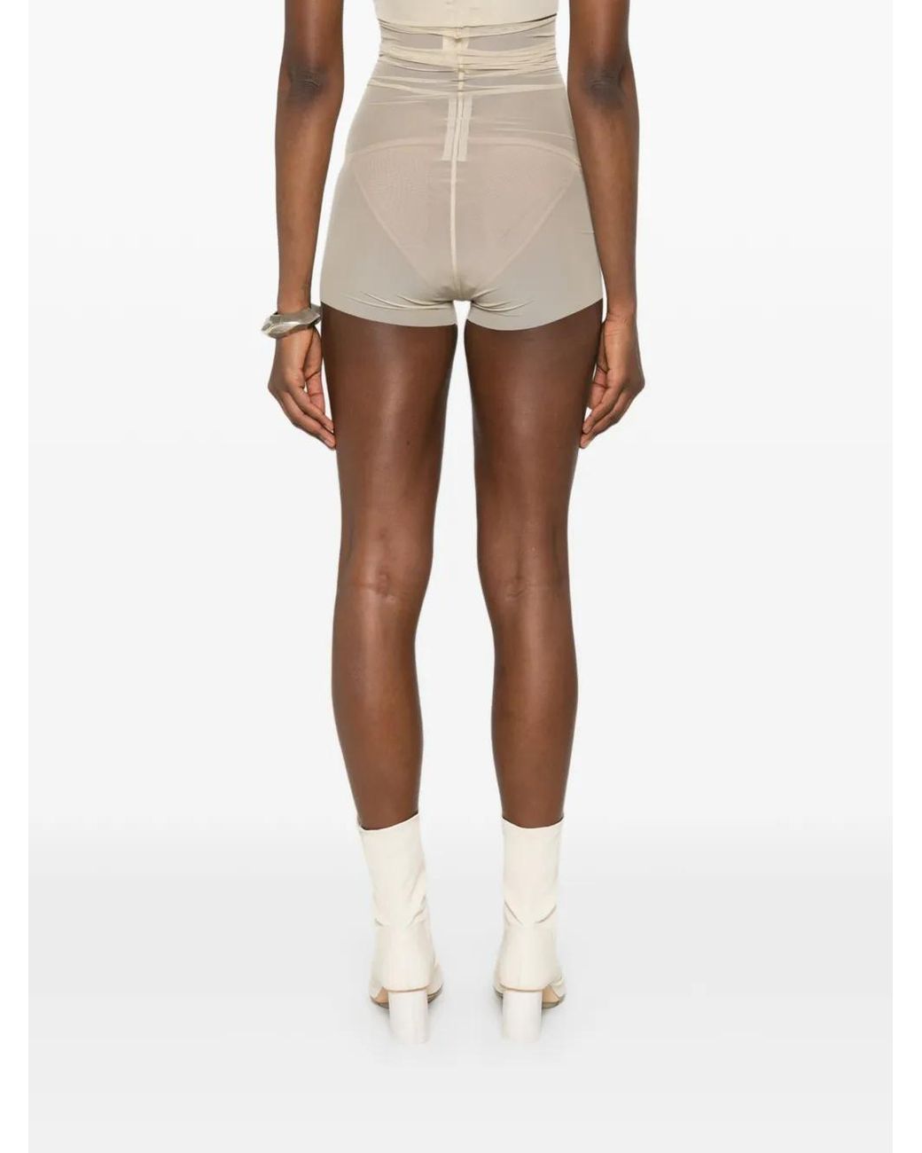 Rick Owens White Temple High-Waisted Stretch Shorts