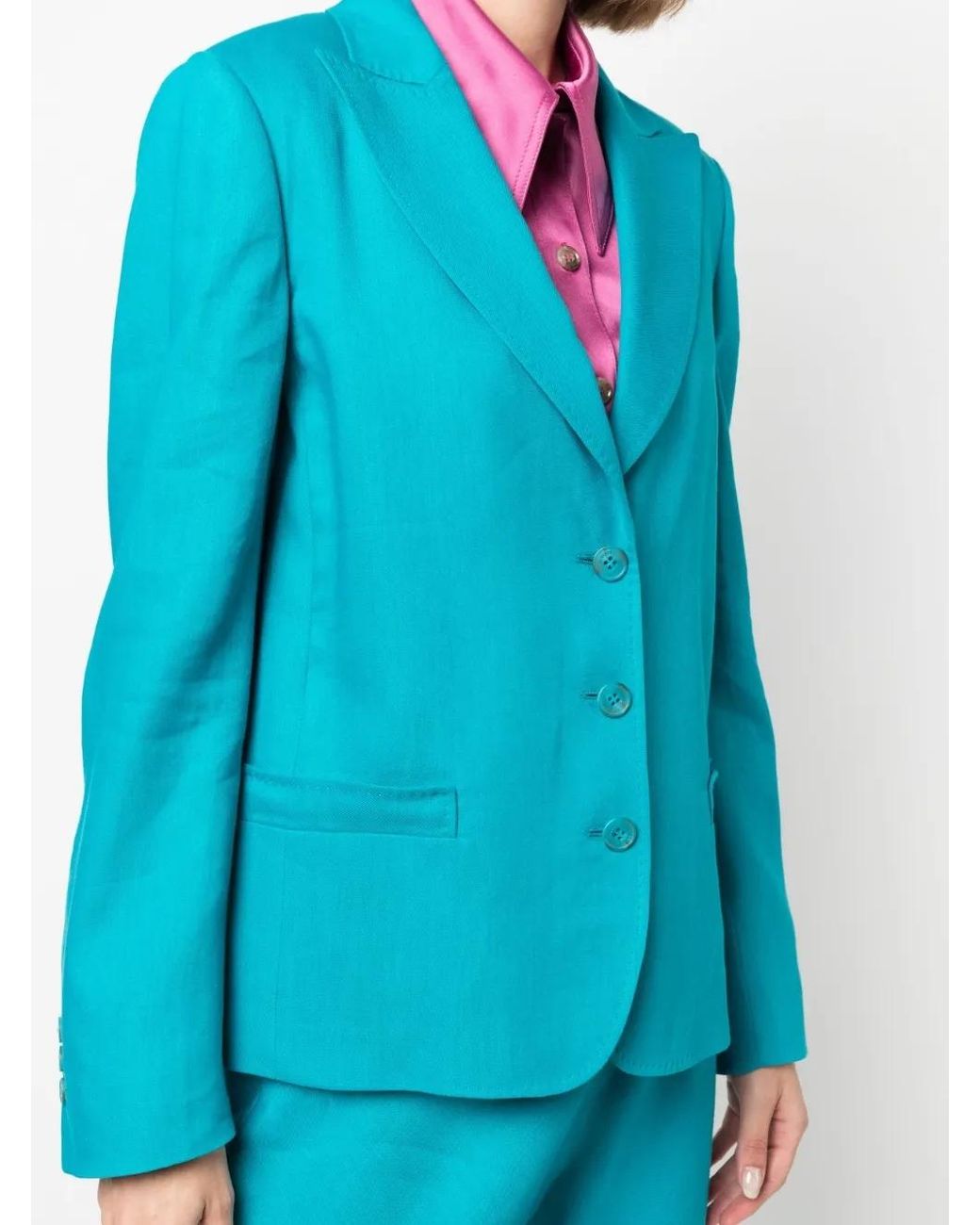 Alberta Ferretti Blue Single-Breasted Tailored Blazer