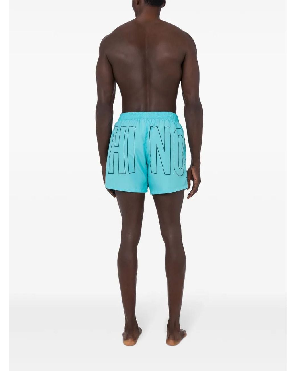 Moschino Blue Sky Swimsuit With Logo Print for men
