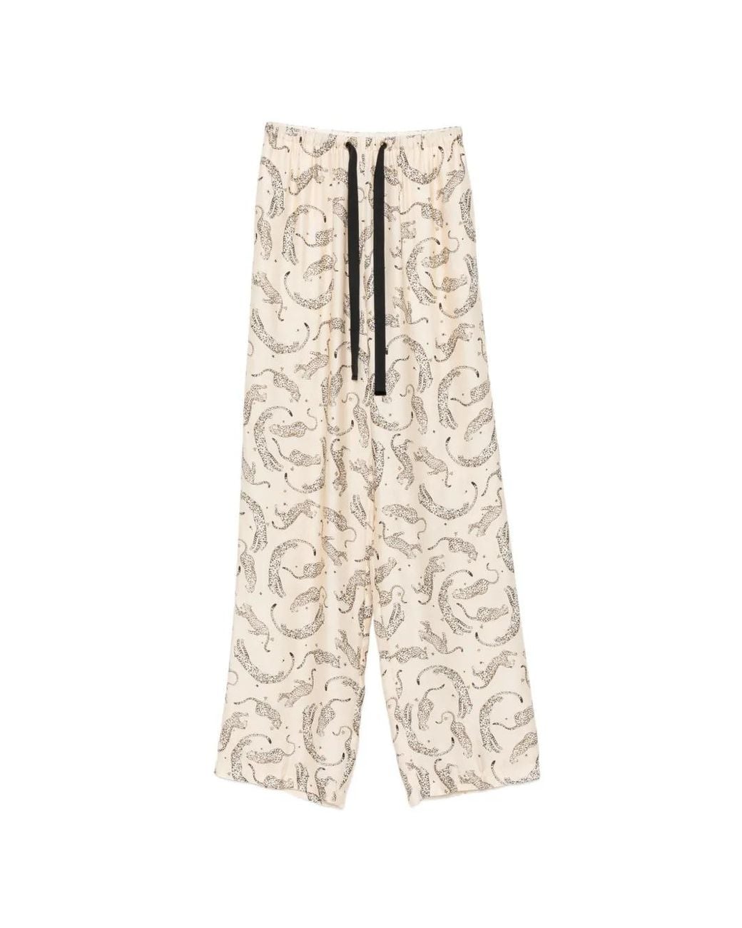 Forte_forte White Leopard-Print Drawstring Palazzo Pants