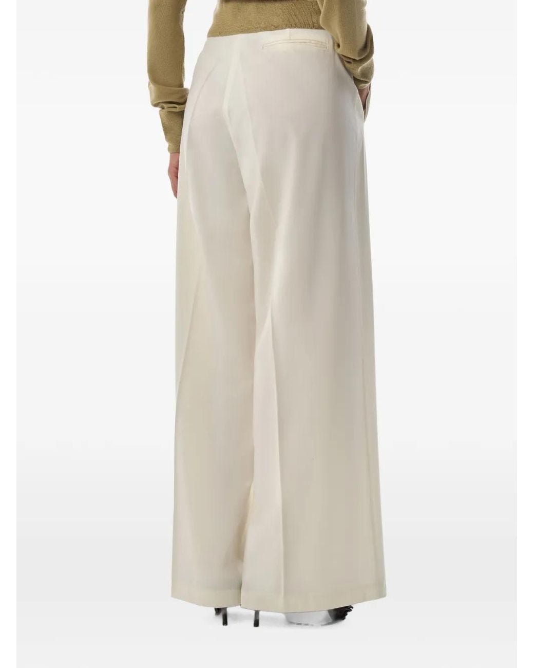 MEGUSTA White High-Waisted Wool Trousers