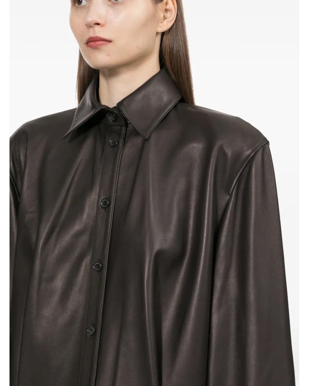 Halfboy Black Button-Down Leather Dress