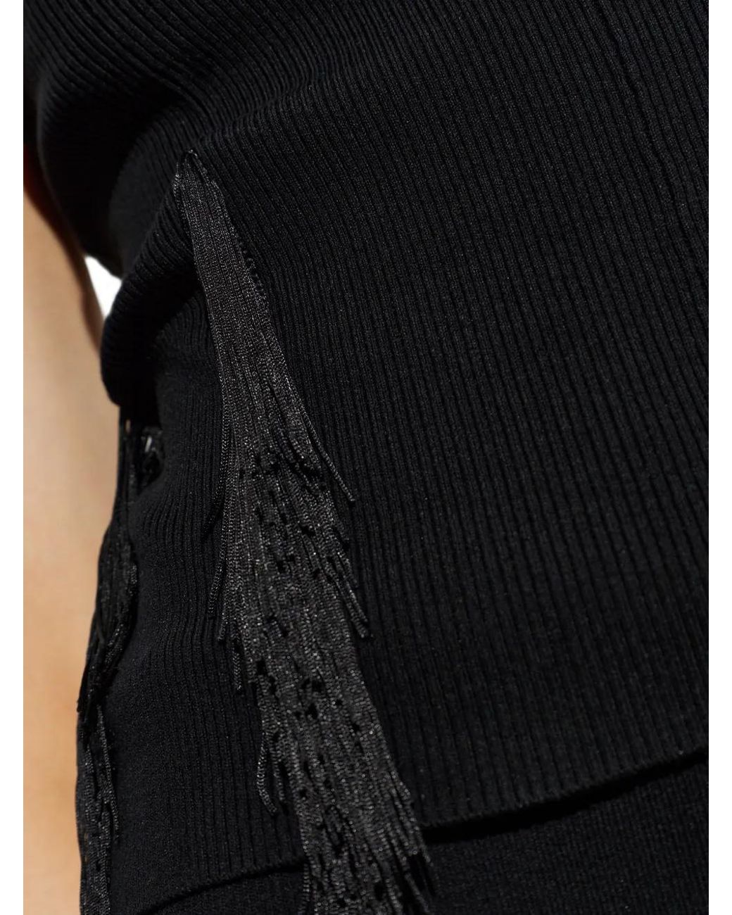 Top Flocon Con Flecos IRO de color Black