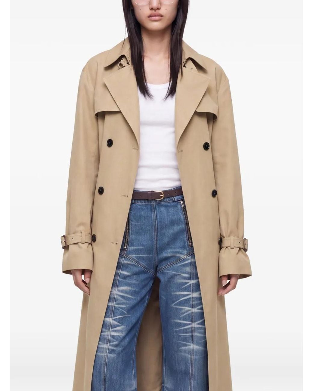SRVC Studio White Seren Double-Breasted Trench Coat
