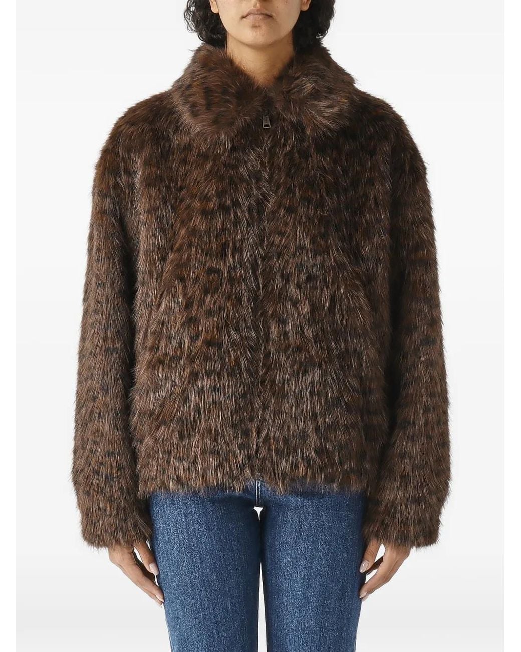 Mc2 Saint Barth Brown Leopard-Print Faux-Fur Jacket