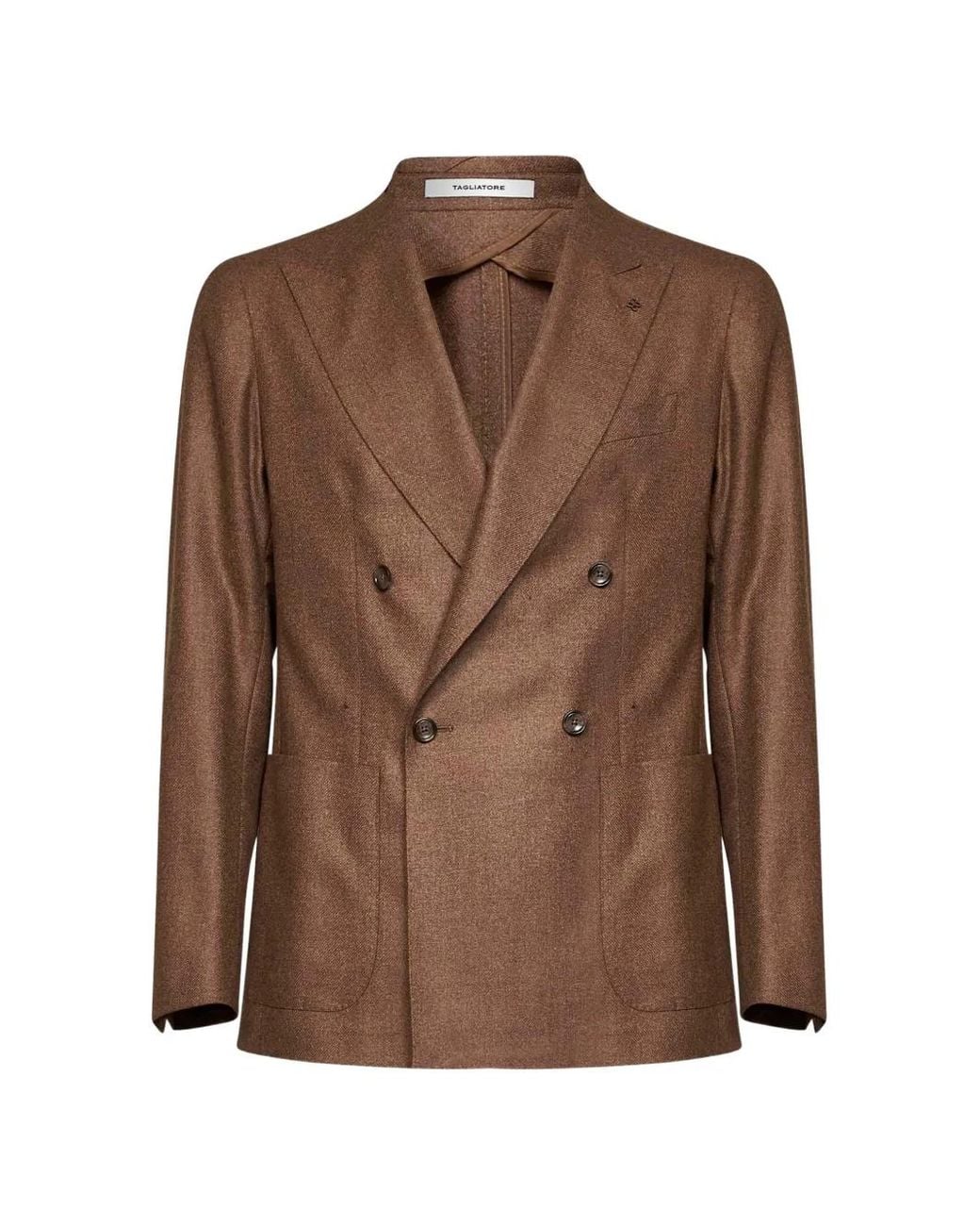 Tagliatore Brown Double-Breasted Peak-Lapel Jacket for men