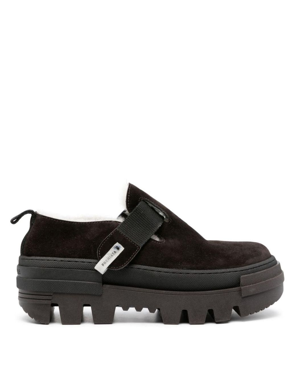 Premiata Shearling-lining Suede Loafers in Black | Lyst
