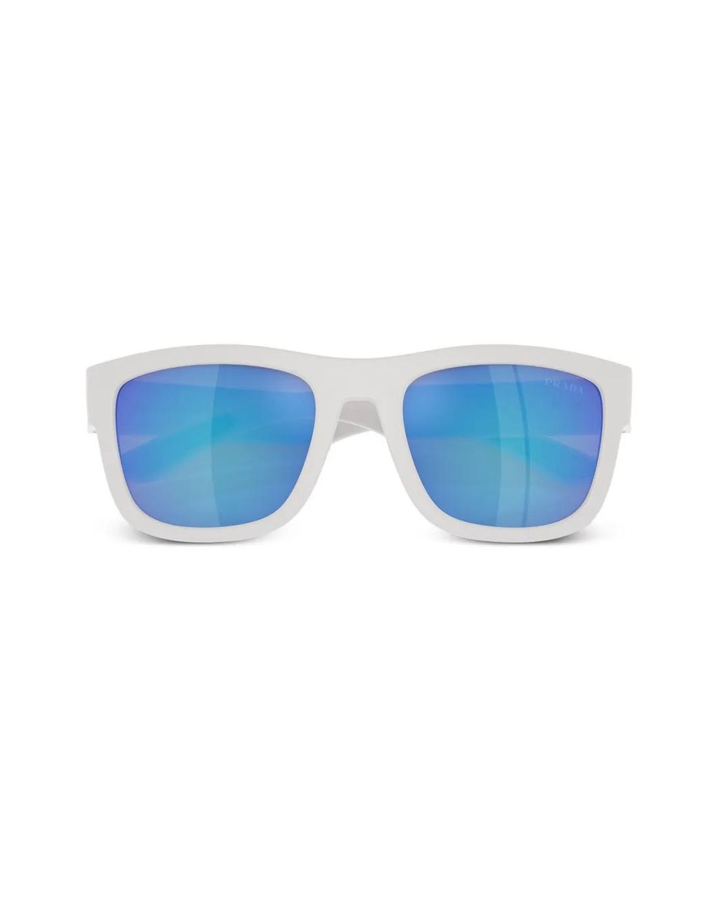 Prada Linea Rossa Blue Logo-Plaque Rectangle-Frame Sunglasses for men