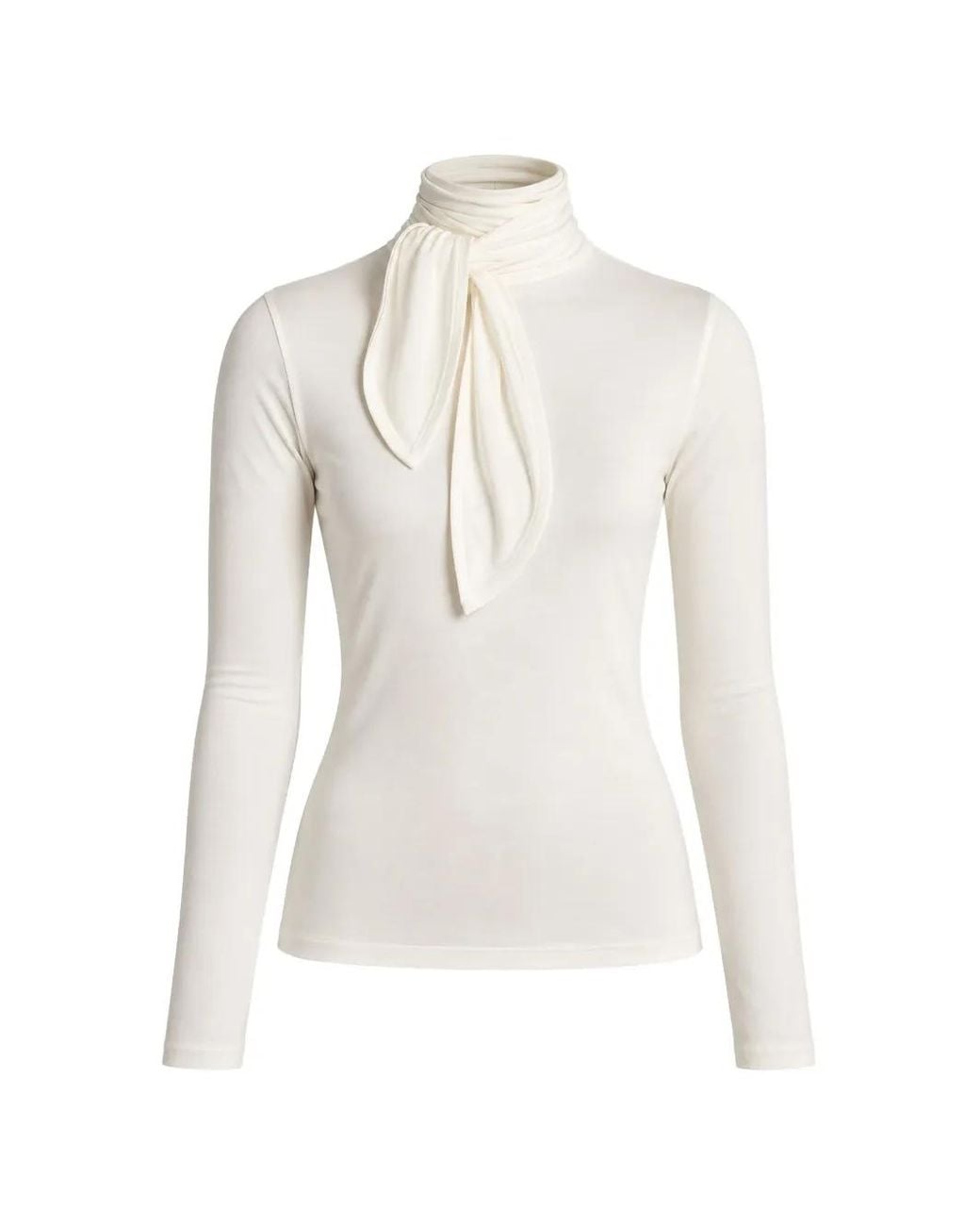 Vince White Tie-Neck Long-Sleeve Sweater