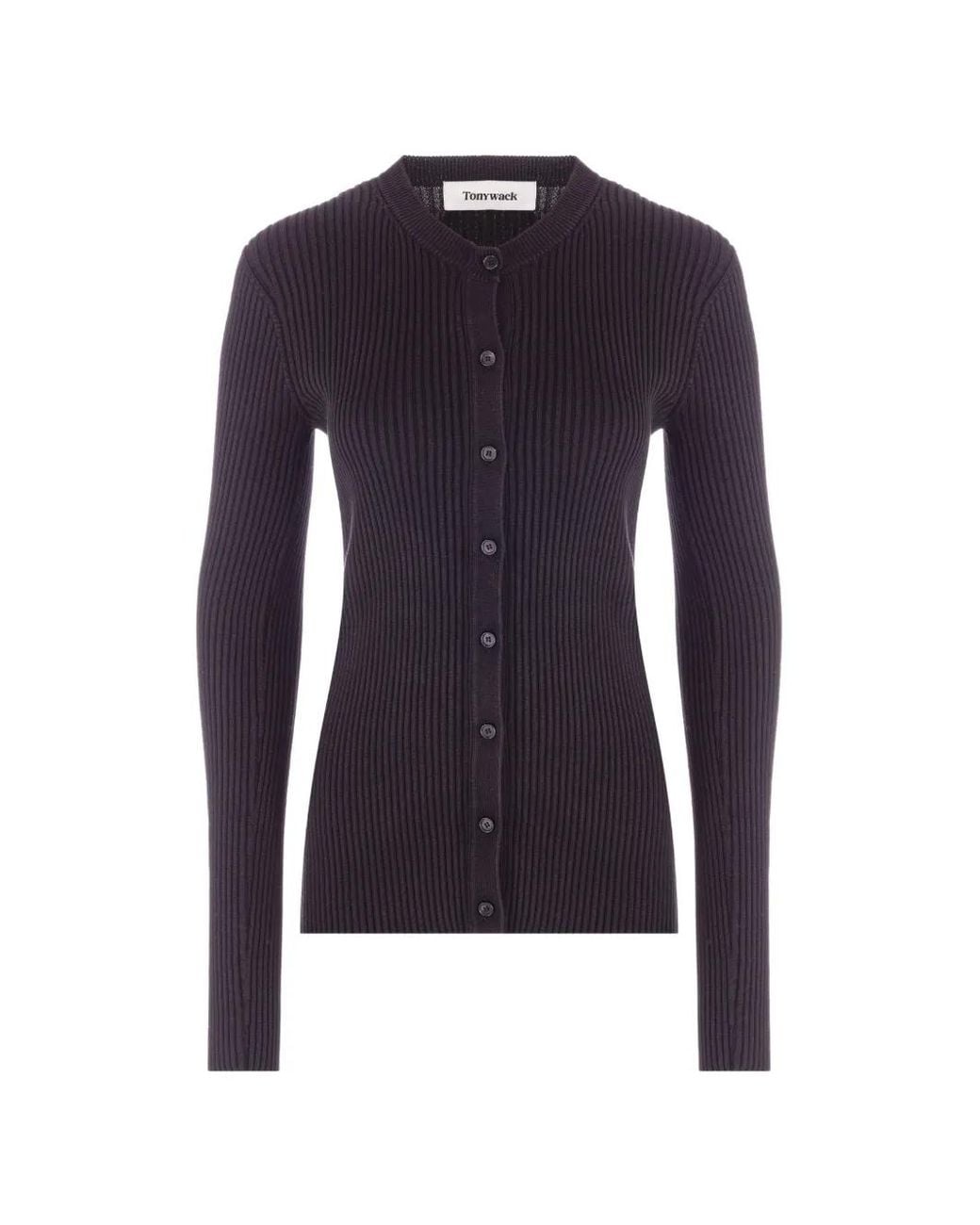 TONYWACK Blue Cardigan En Maille À Design Côtelé