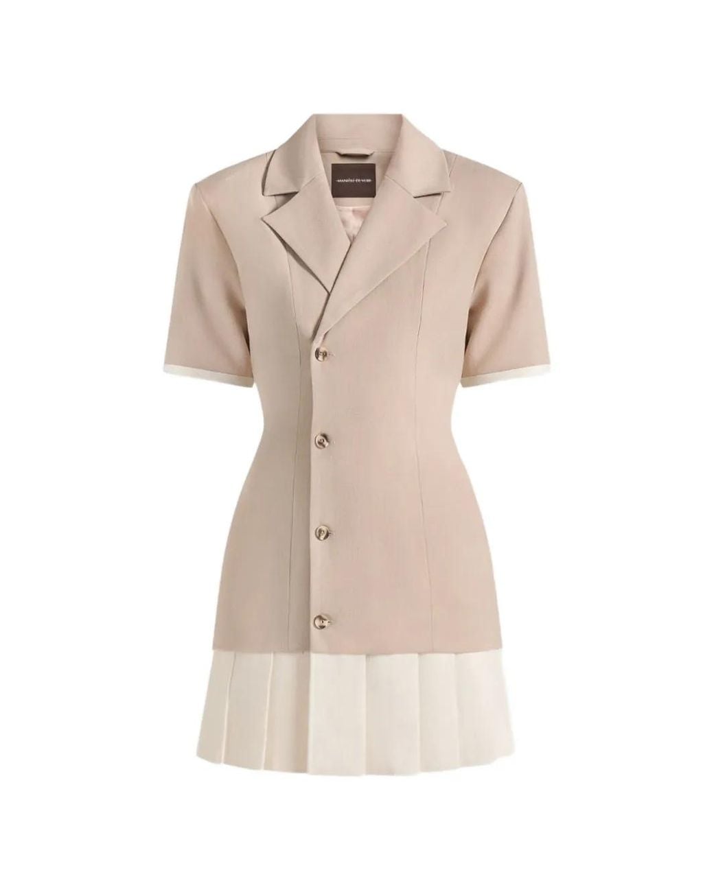 Manière De Voir Natural Baya Tailored Cinch-Waist Pleated Blazer Dress
