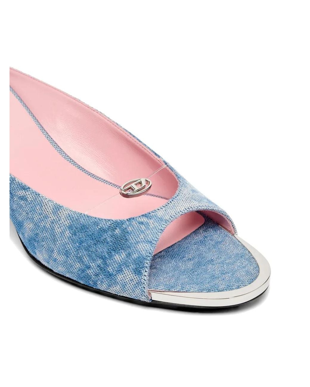 DIESEL Blue Textured Light Denim-Like Silk And Nylon Sandals