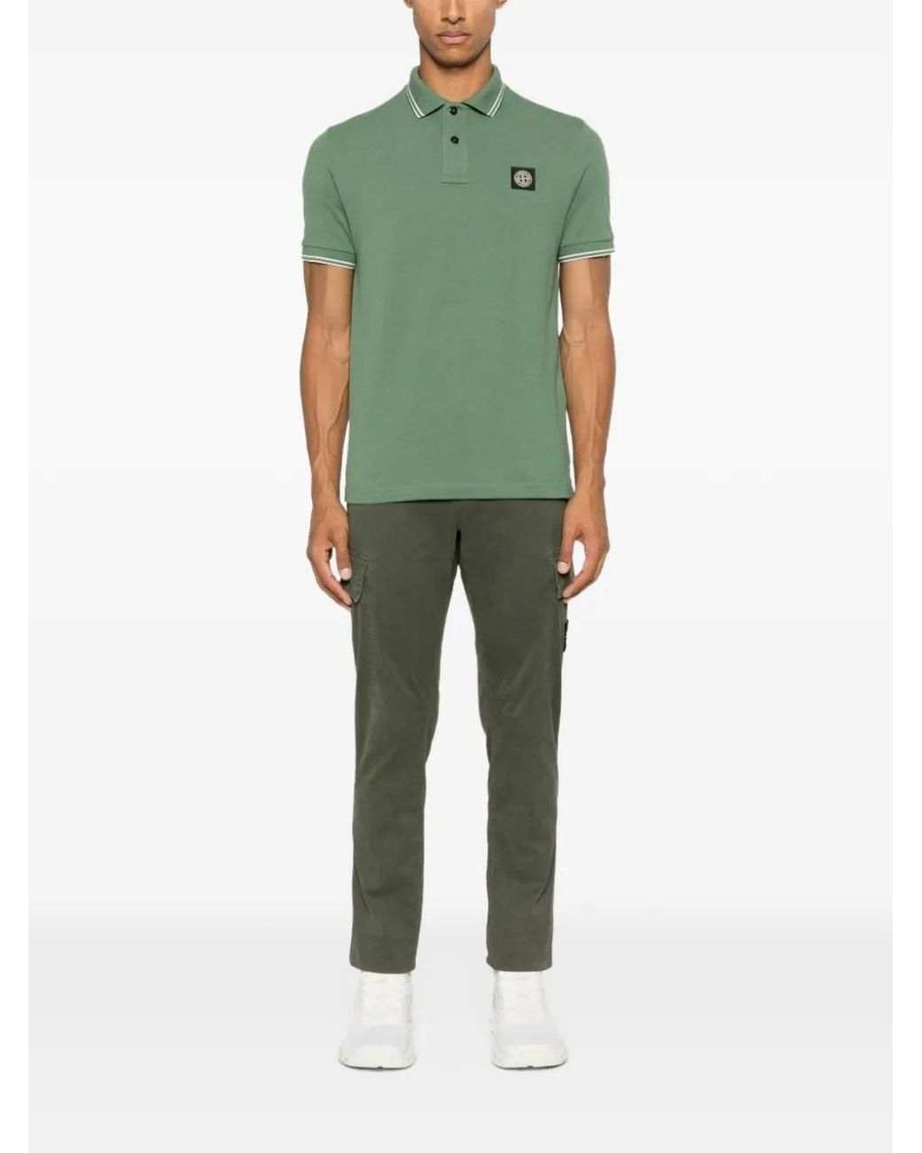Stone Island Green Logo-Patch Cargo Pants for men