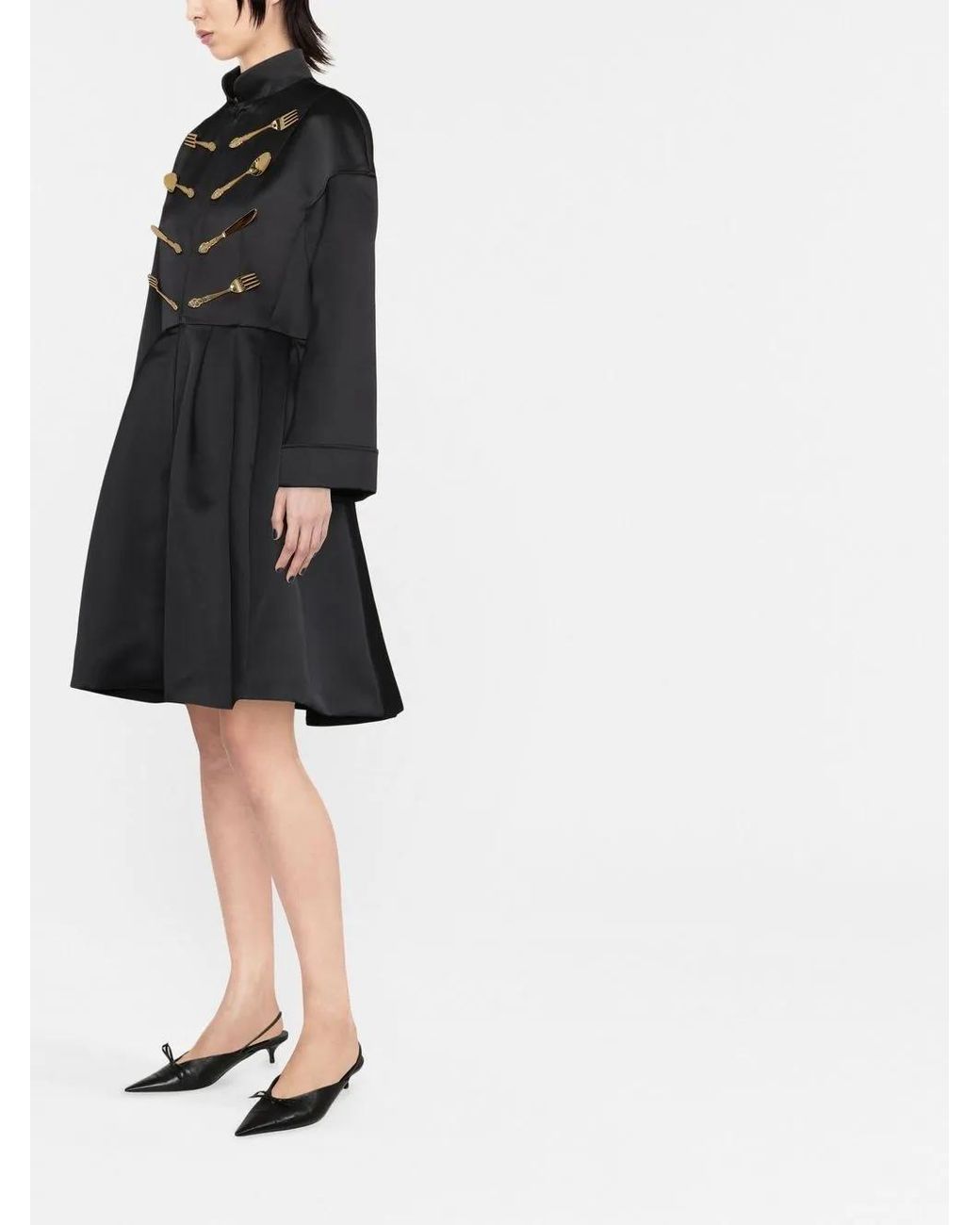 Moschino Black Hardware-Detail Flared Dress