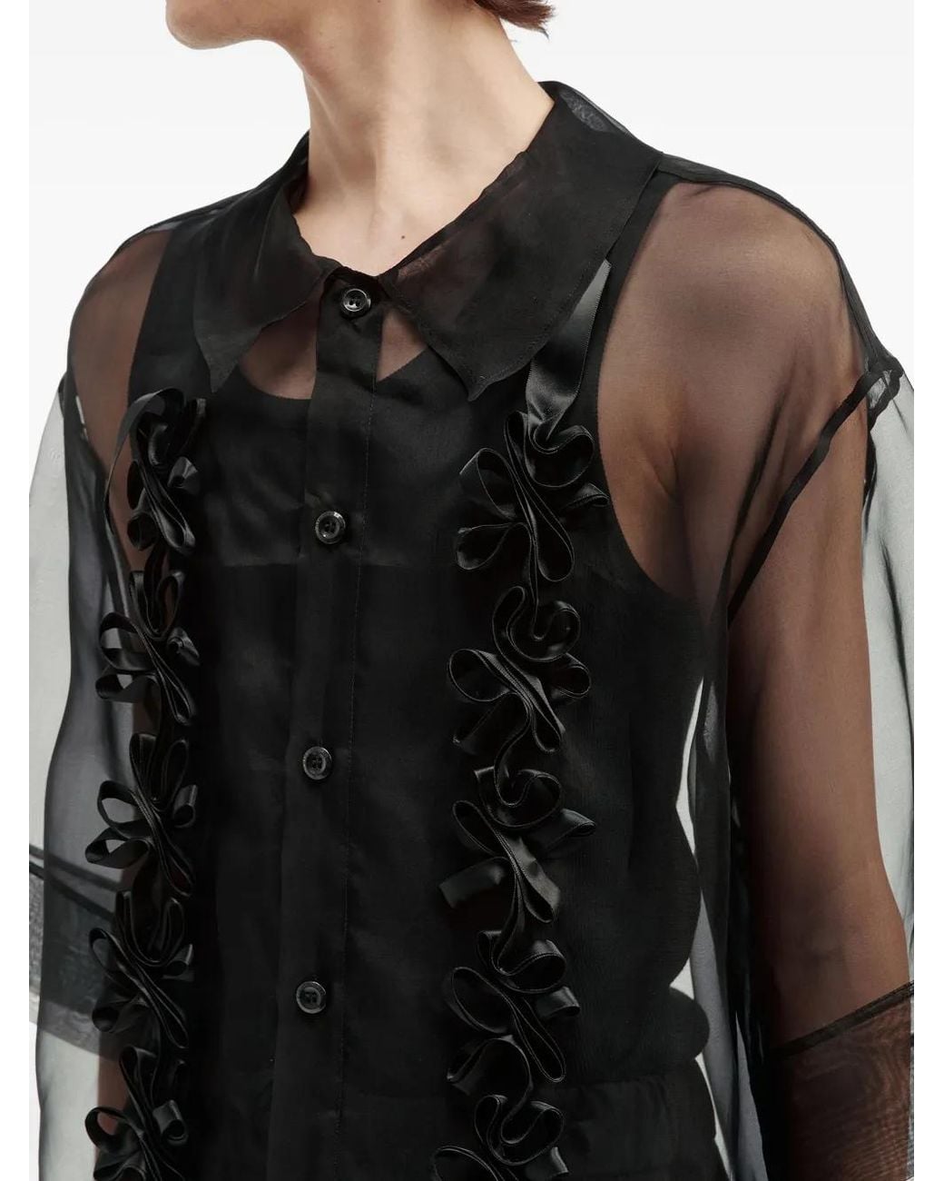 Simone Rocha Black Floral Appliqué Shirt for men