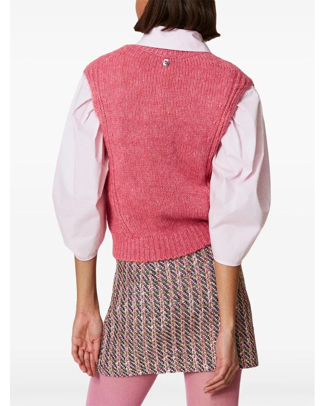 Twinset Red Bouclé Lurex Mini Skirt